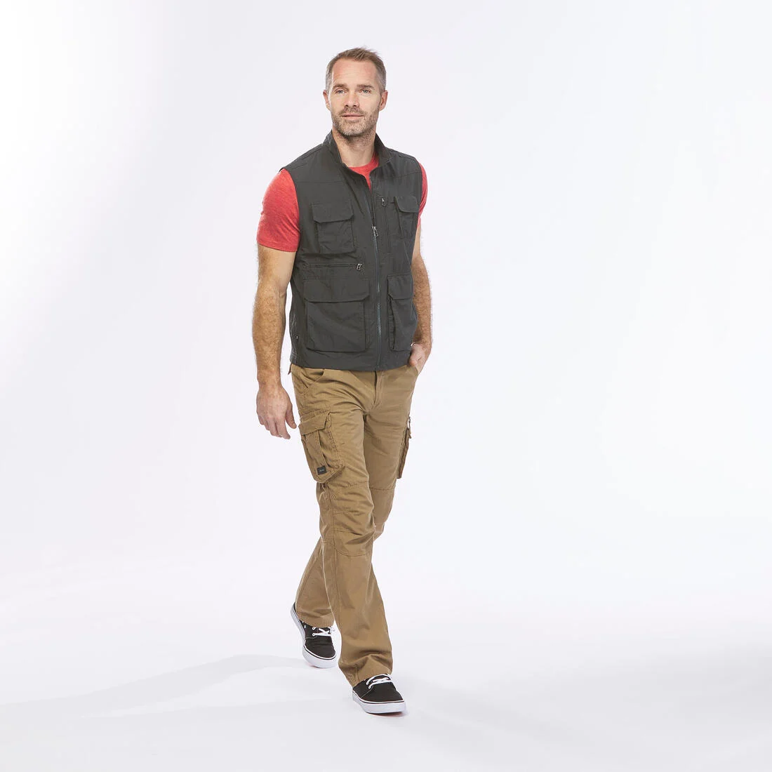 Men’s multipocket hiking gilet TRAVEL 100 - Grey — تصویر 5