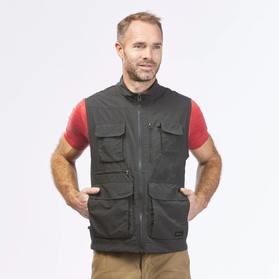 Men’s multipocket hiking gilet TRAVEL 100 - Grey — تصویر 4