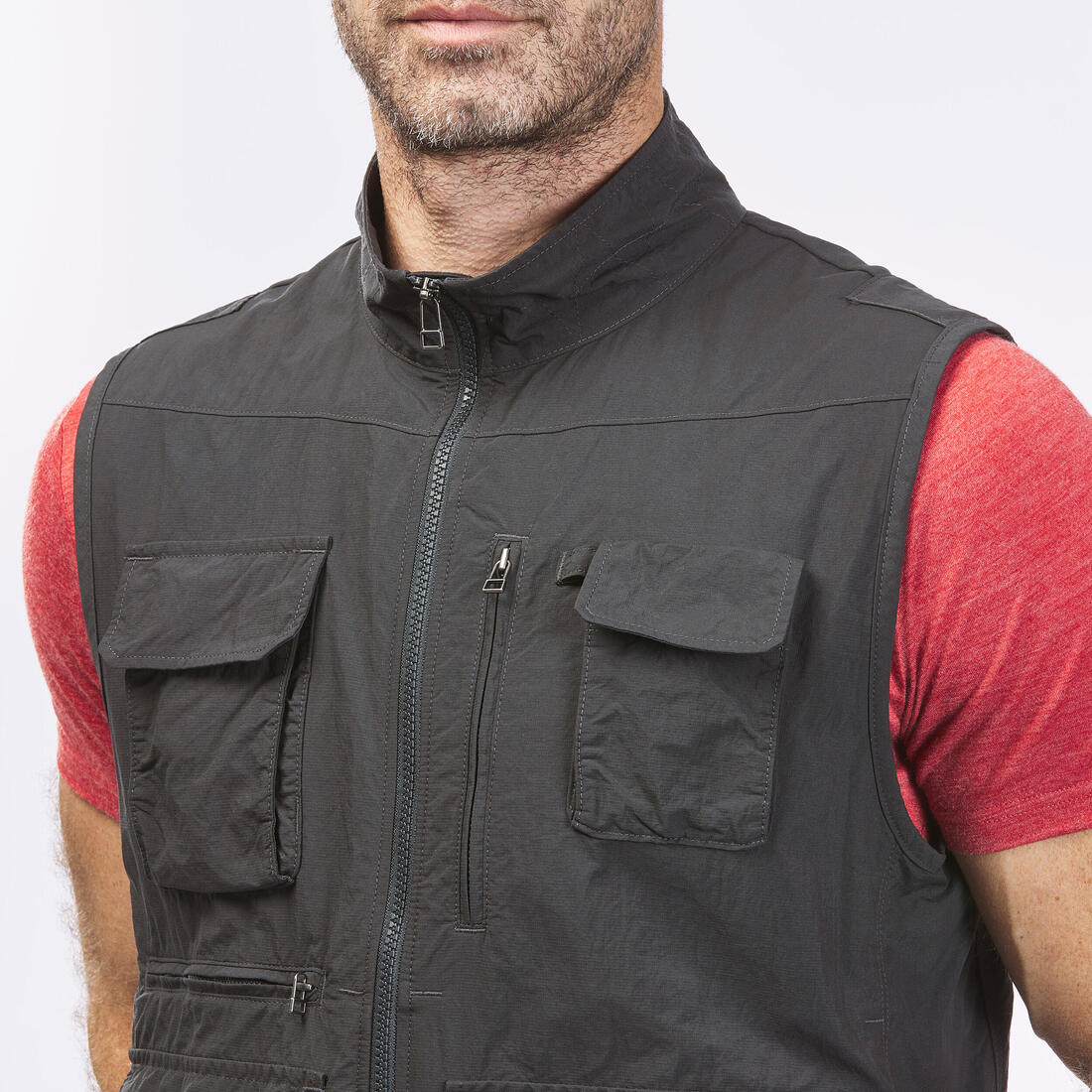 Men’s multipocket hiking gilet TRAVEL 100 - Grey — تصویر 2
