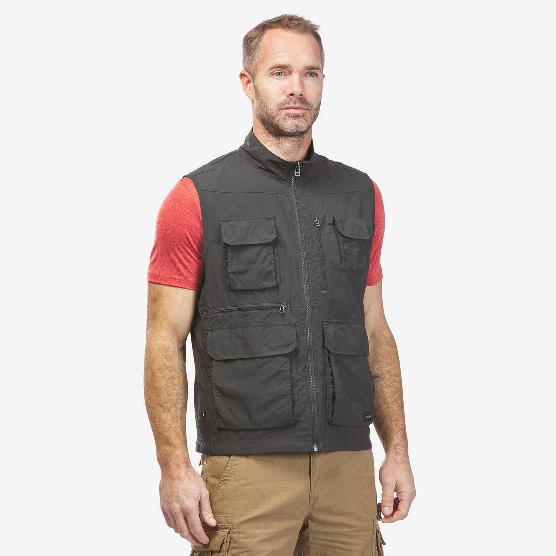 Men’s multipocket hiking gilet TRAVEL 100 - Grey — تصویر 1