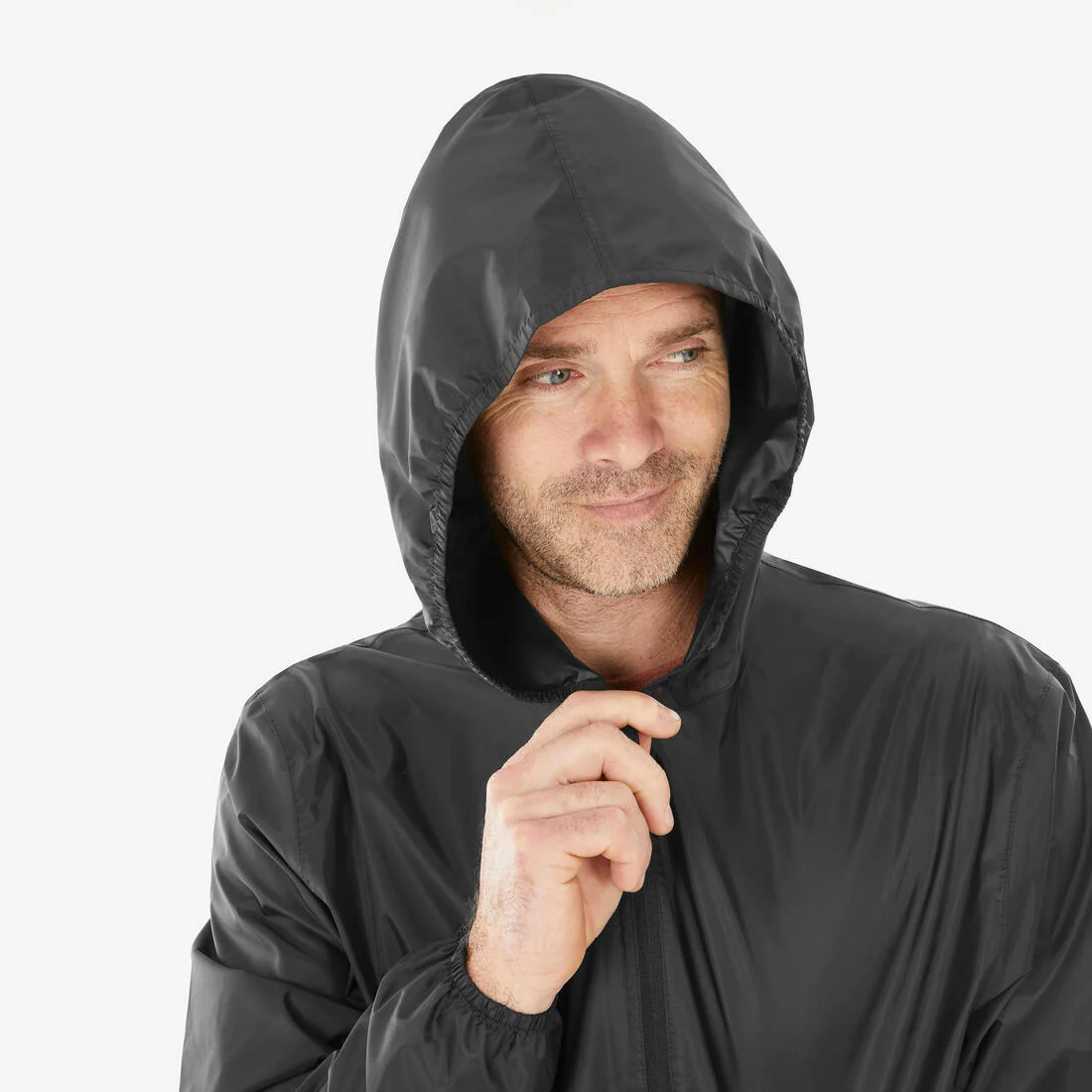Men’s windproof and waterproof hiking jacket, Raincut 1/2 Zip - Black — تصویر 6