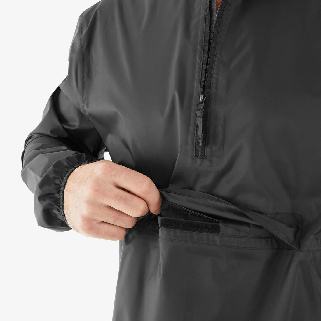 Men’s windproof and waterproof hiking jacket, Raincut 1/2 Zip - Black — تصویر 4
