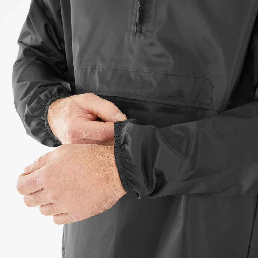 Men’s windproof and waterproof hiking jacket, Raincut 1/2 Zip - Black — تصویر 5