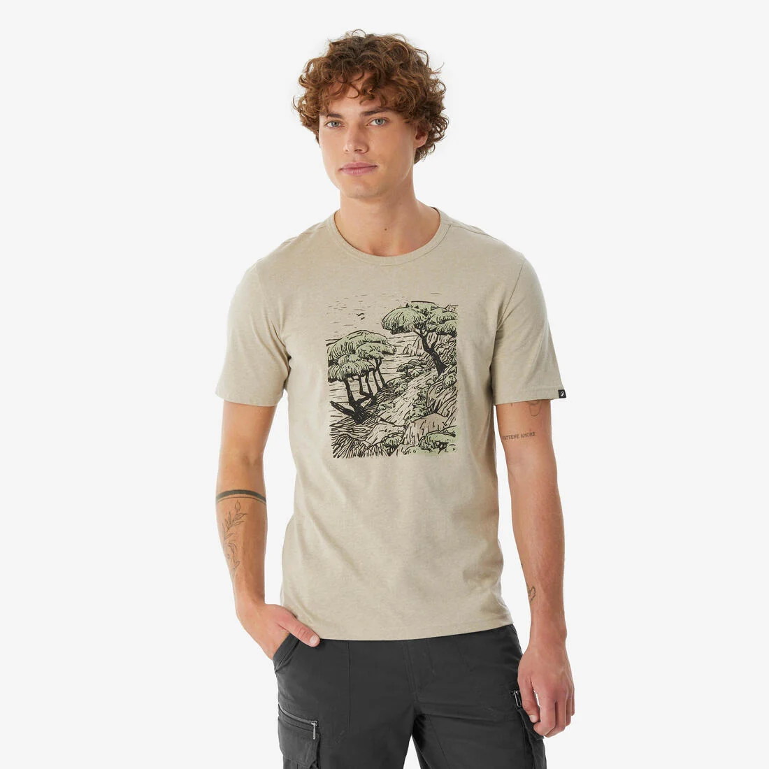 Men’s short-sleeved hiking t-shirt, NH100 — تصویر 5