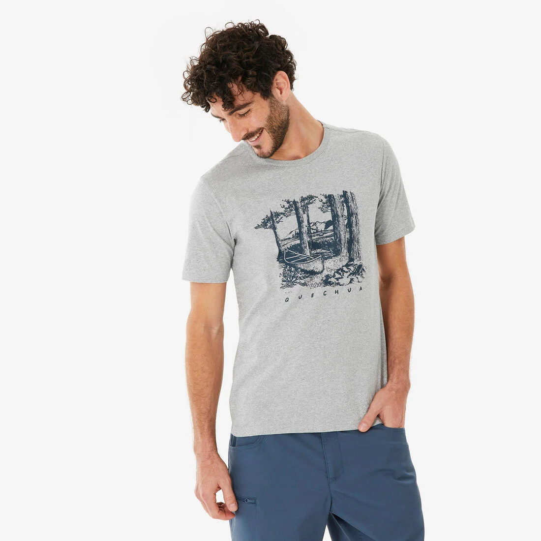 Men’s short-sleeved hiking t-shirt, NH100 — تصویر 2