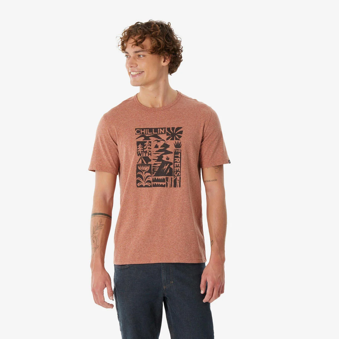 Men’s short-sleeved hiking t-shirt, NH100 — تصویر 1