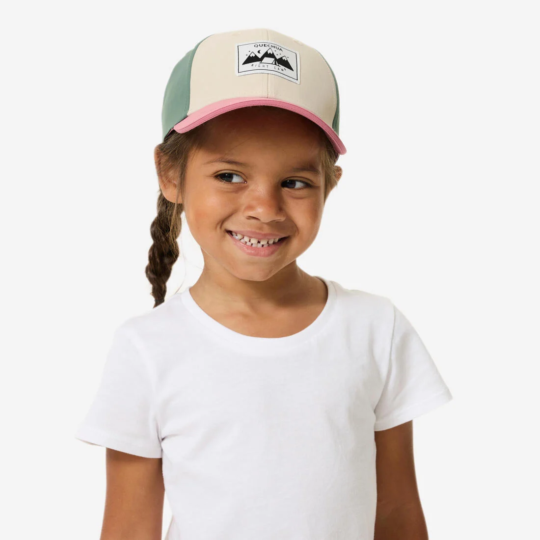 Kids’ hiking cap, MH100 - Beige, Orange Design — تصویر 8