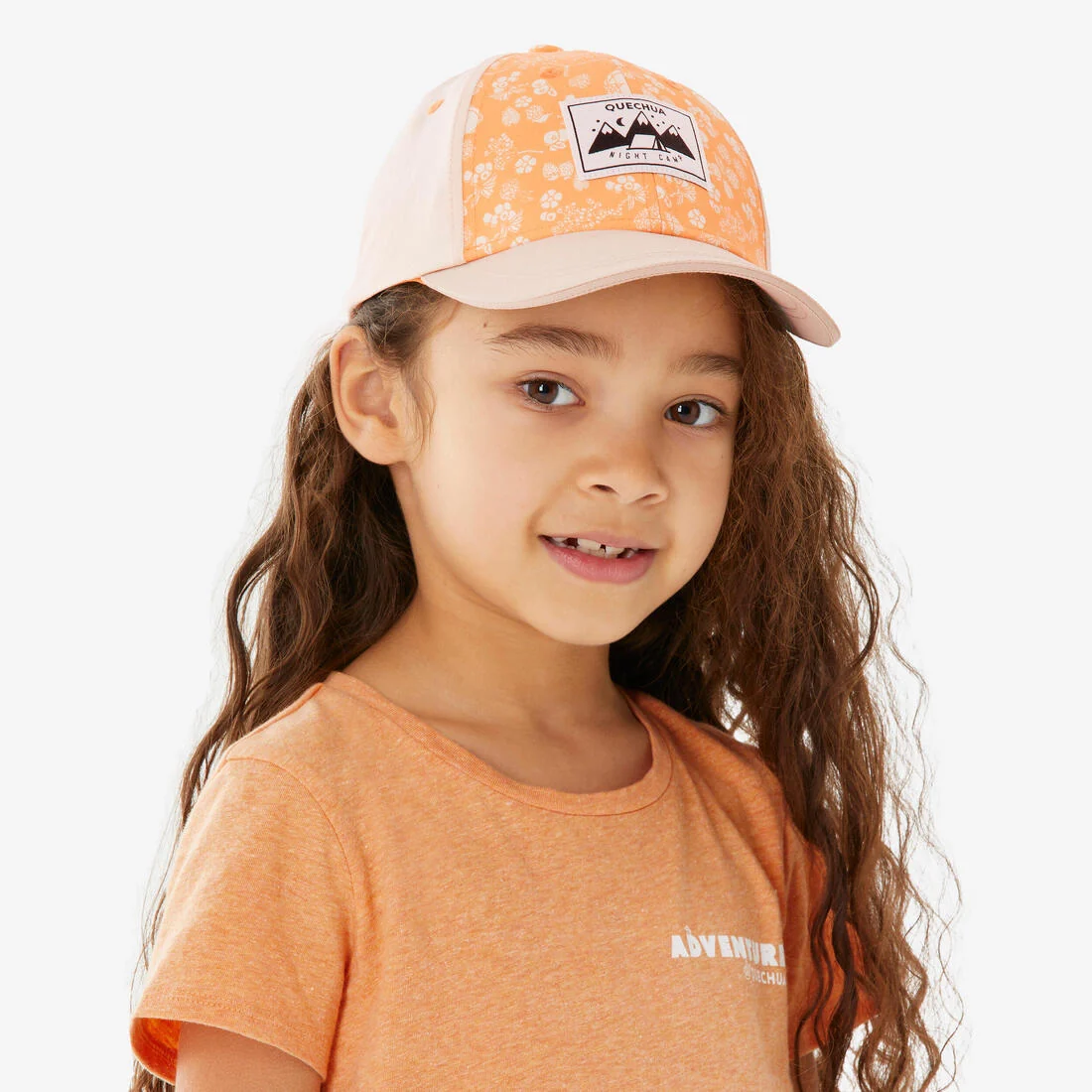Kids’ hiking cap, MH100 - Beige, Orange Design — تصویر 7