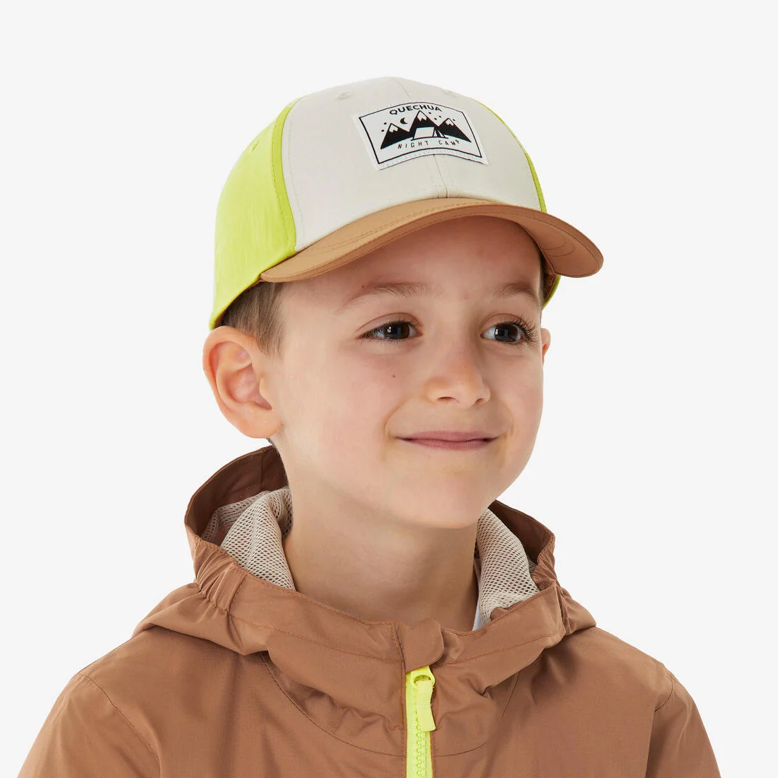 Kids’ hiking cap, MH100 - Beige, Orange Design — تصویر 6