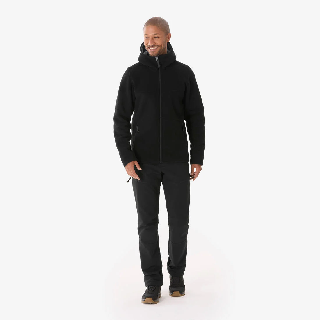 Men’s warm hiking fleece jacket, NH500 - Black — تصویر 2