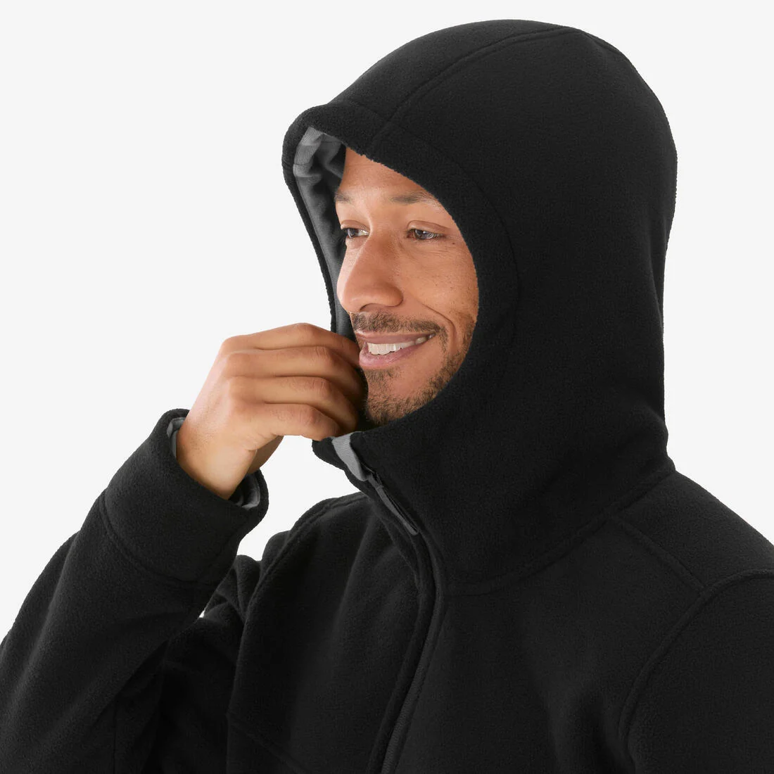 Men’s warm hiking fleece jacket, NH500 - Black — تصویر 3
