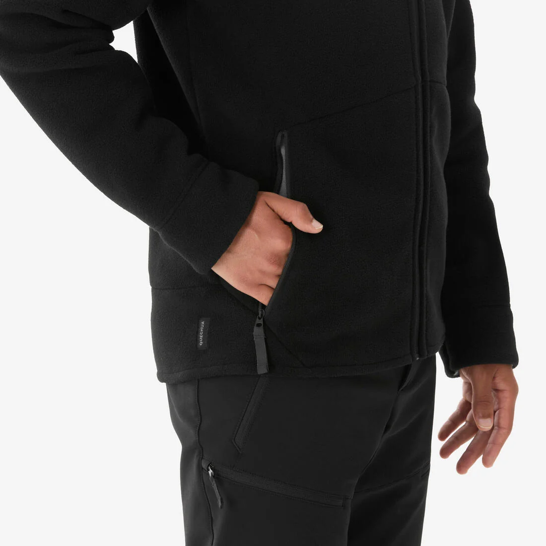 Men’s warm hiking fleece jacket, NH500 - Black — تصویر 6