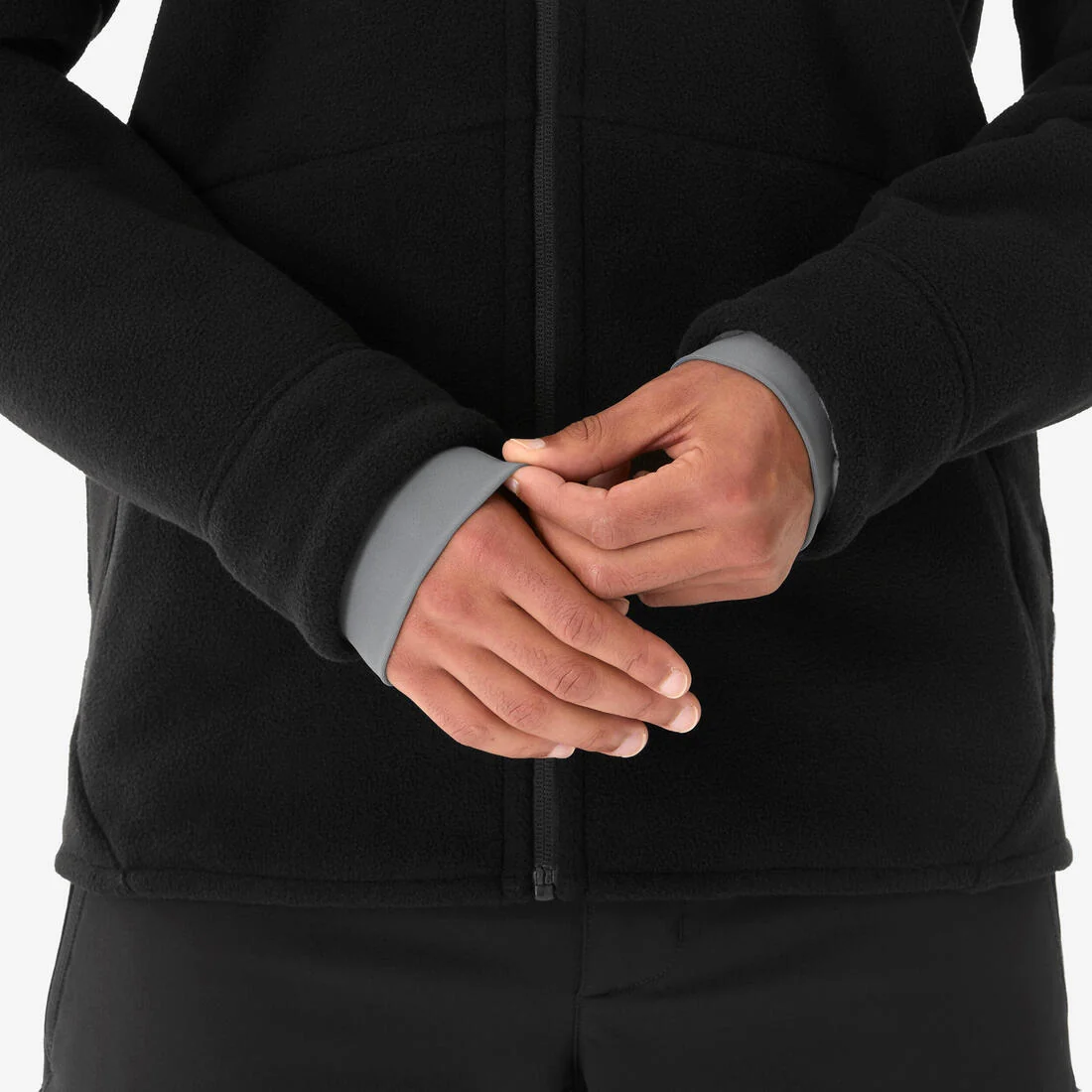 Men’s warm hiking fleece jacket, NH500 - Black — تصویر 7