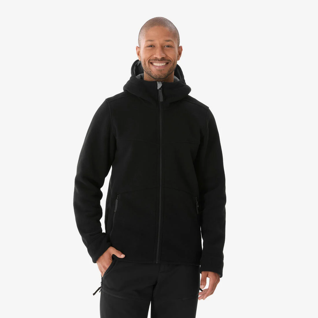 Men’s warm hiking fleece jacket, NH500 - Black — تصویر 1