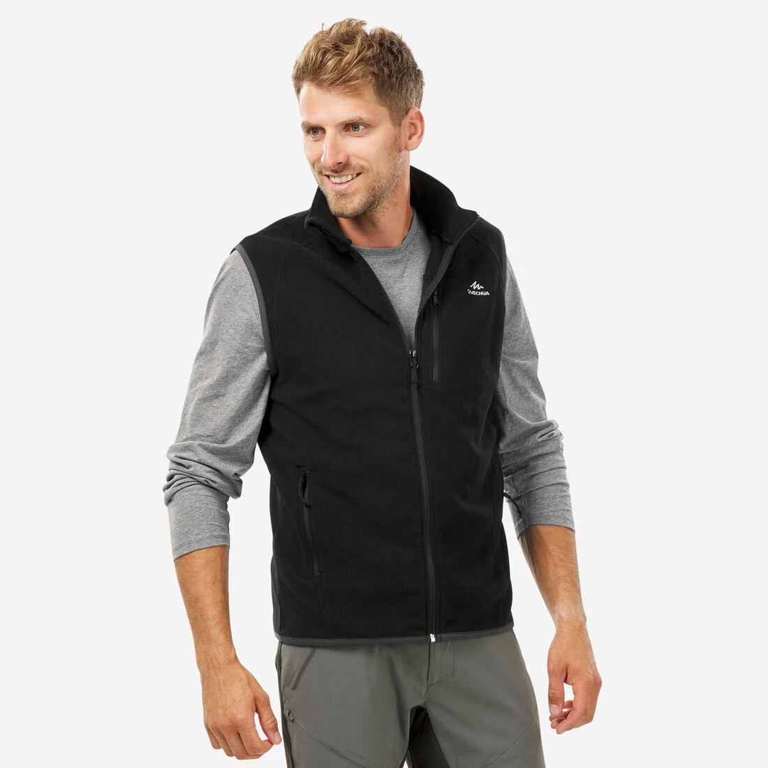 Men’s Mountain Walking Fleece Gilet MH100 - Black — تصویر 1