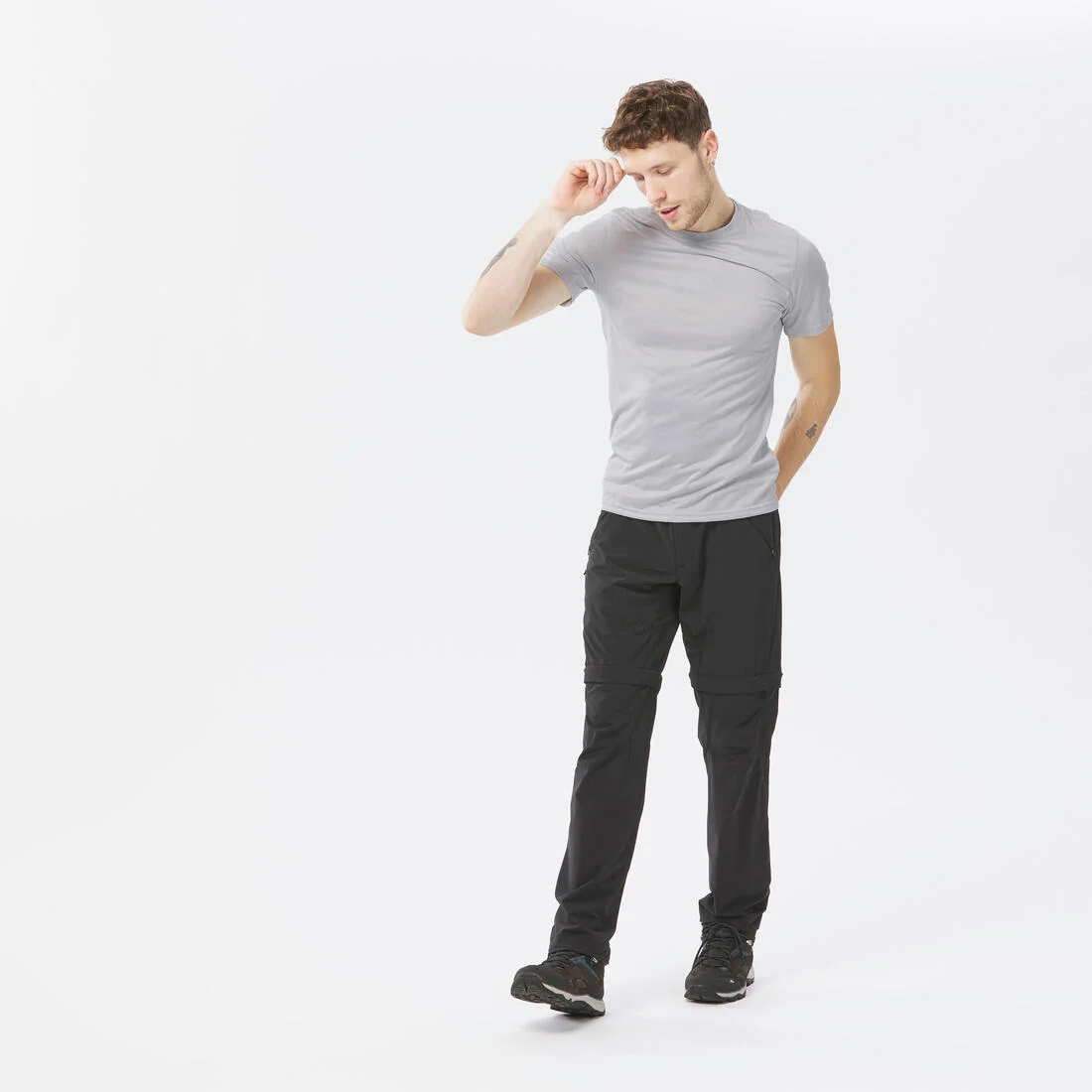 Men's Hiking Synthetic Short-Sleeved T-Shirt MH100 — تصویر 3
