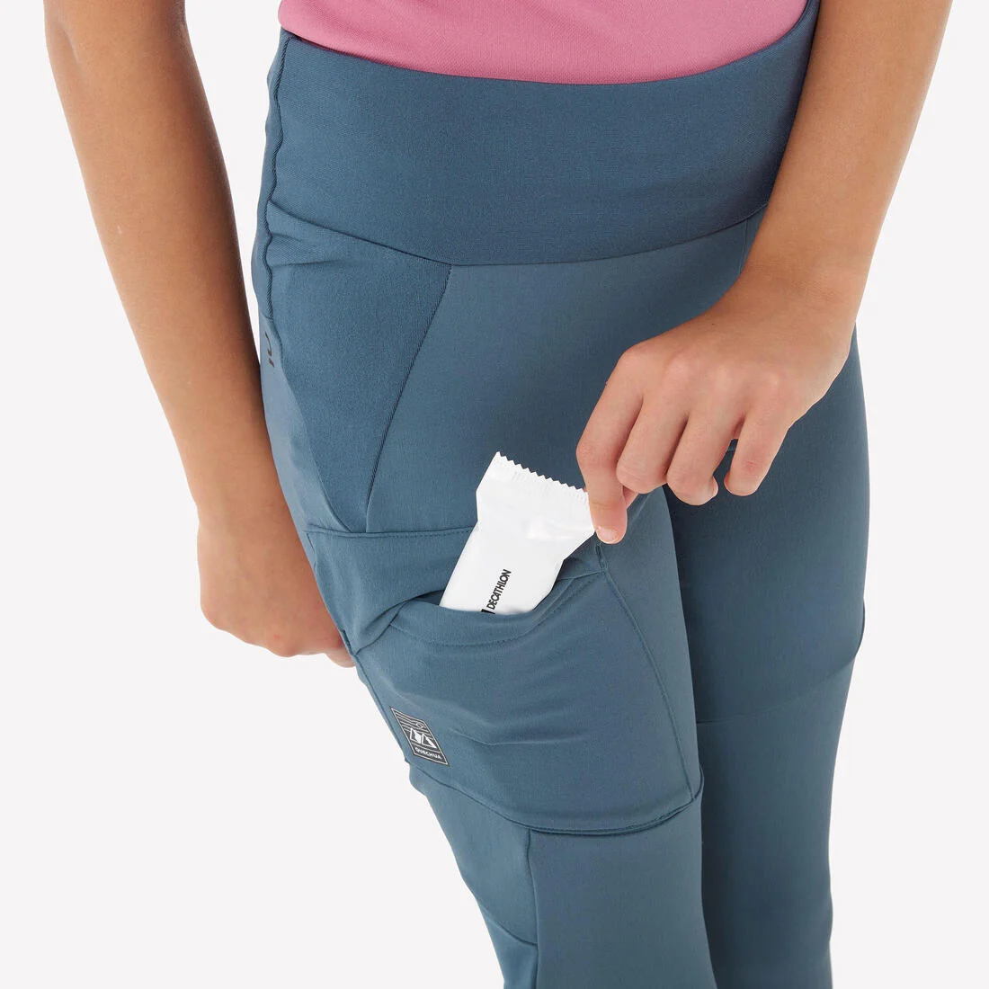 Kids’ hiking leggings, 7-15 years, MH500 - Blue — تصویر 4