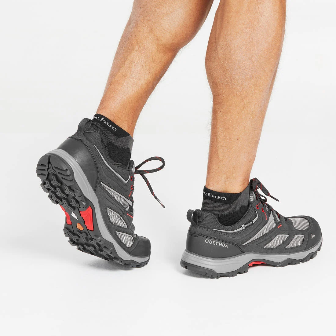 Men’s waterproof mountain hiking boots, MH100 - Grey / Red — تصویر 7