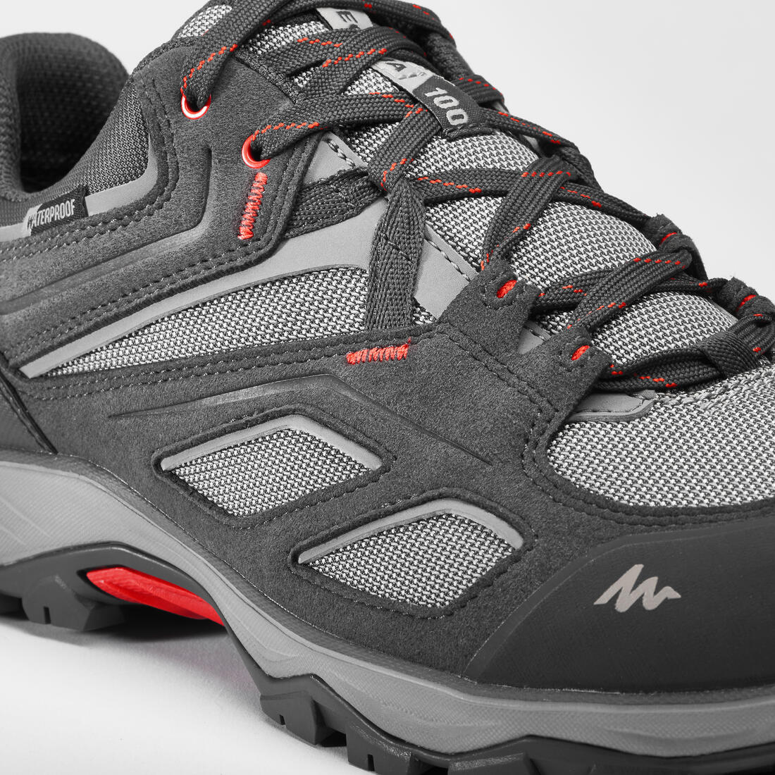 Men’s waterproof mountain hiking boots, MH100 - Grey / Red — تصویر 8