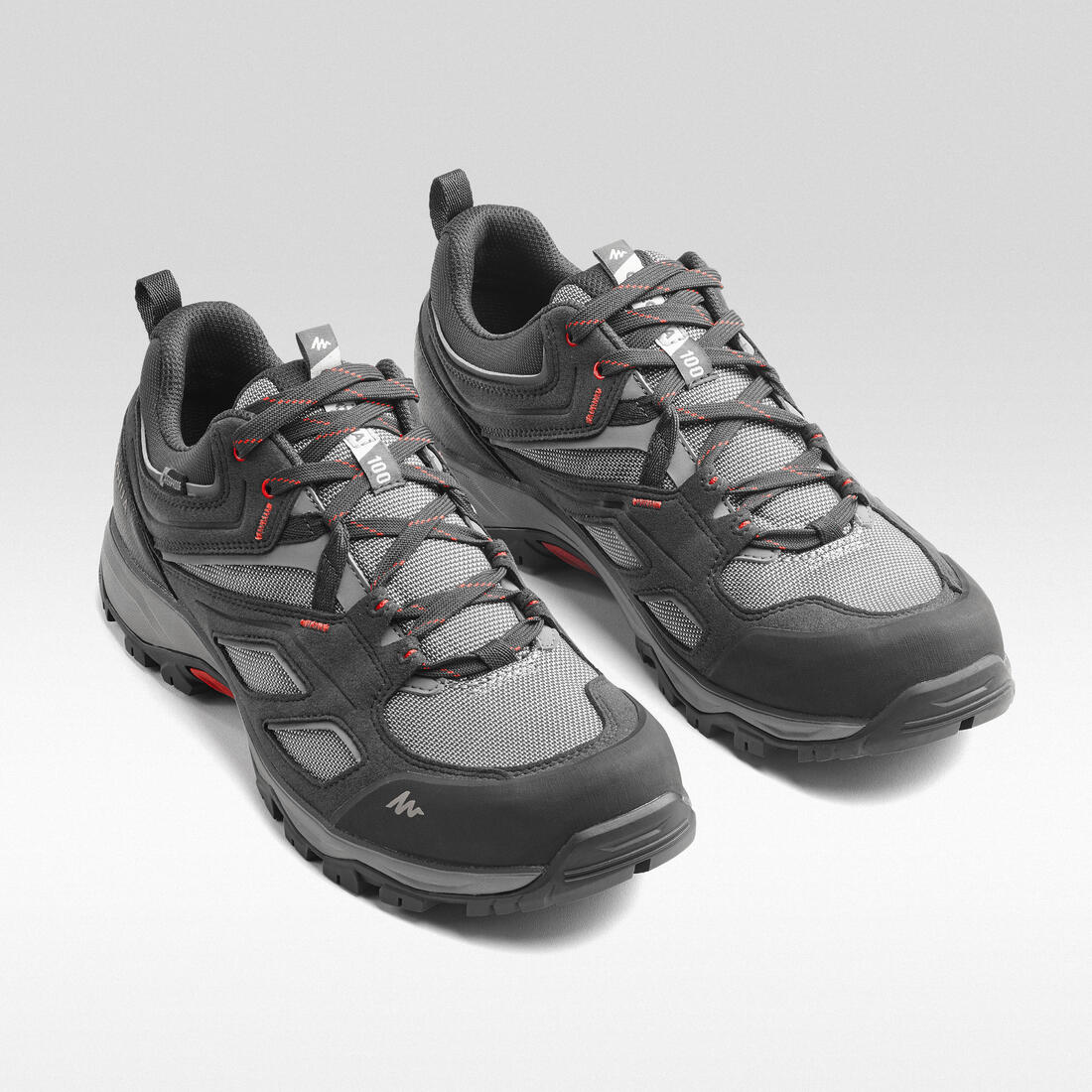 Men’s waterproof mountain hiking boots, MH100 - Grey / Red — تصویر 6