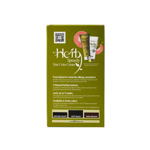 Herb Speedy Hair Color Cream Soft Black — تصویر 3