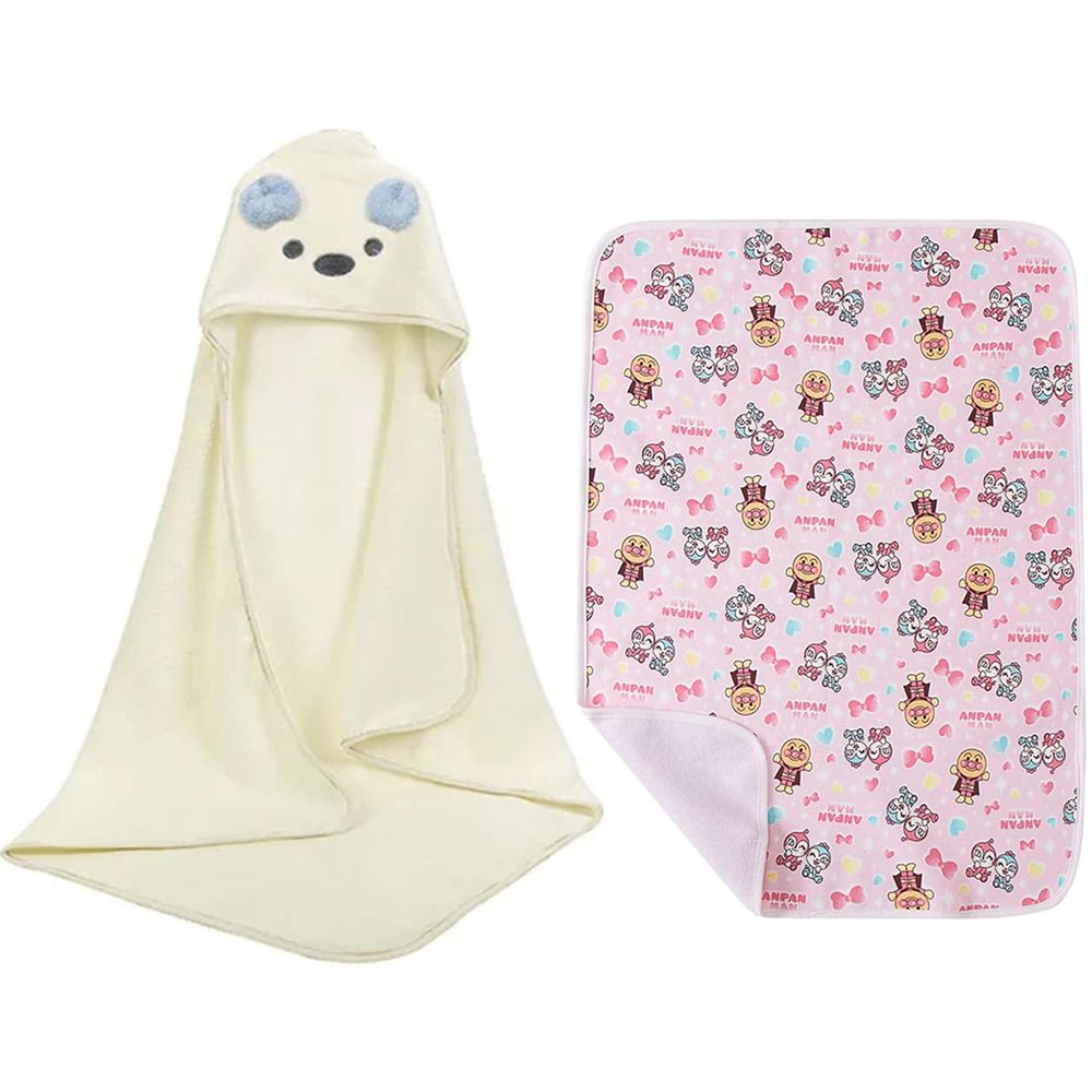 Star Babies - Microfiber Hooded Towel With Reusable Changing Mat - White/Pink — تصویر 1
