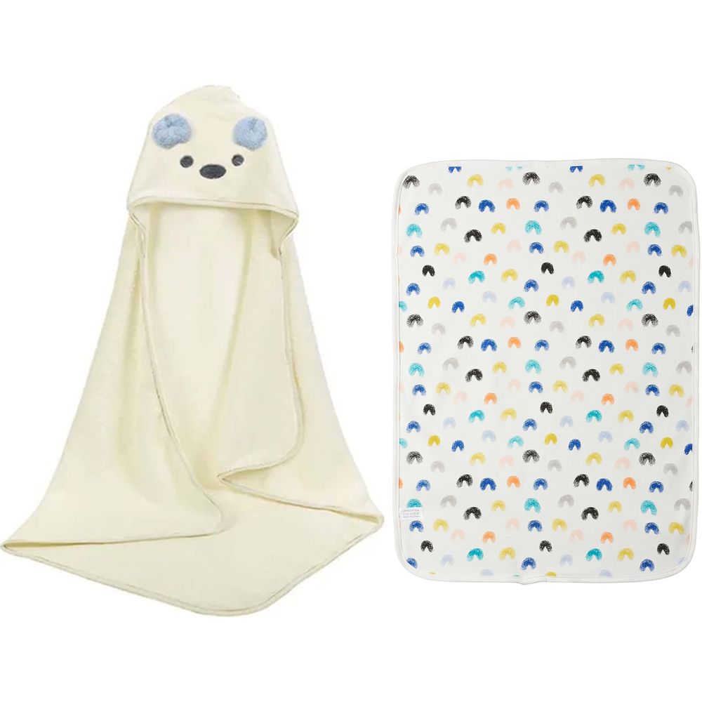 Star Babies - Microfiber Hooded Towel With Reusable Changing Mat - White — تصویر 1