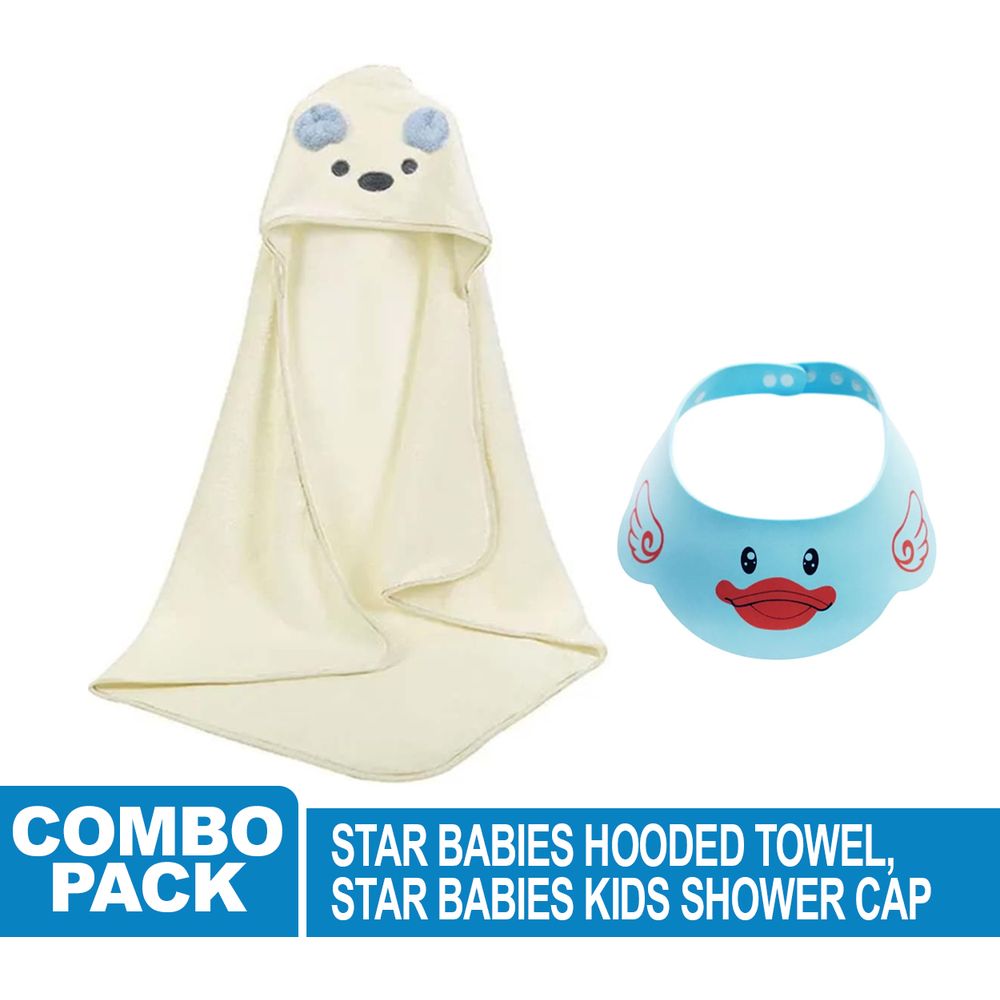 Star Babies - Microfiber Hooded Towel With Shower Cap - Blue — تصویر 2