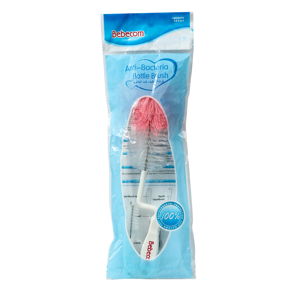 Bebecom Nylon Bottle Brush + Nipple Brush - Small 1pc - Assorted — تصویر 2