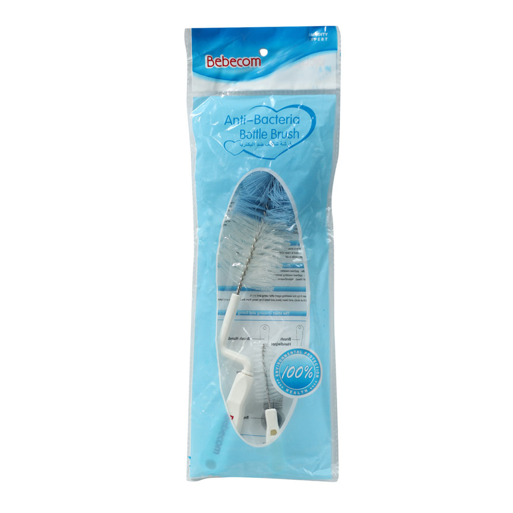 Bebecom Nylon Bottle Brush + Nipple Brush - Small 1pc - Assorted — تصویر 3