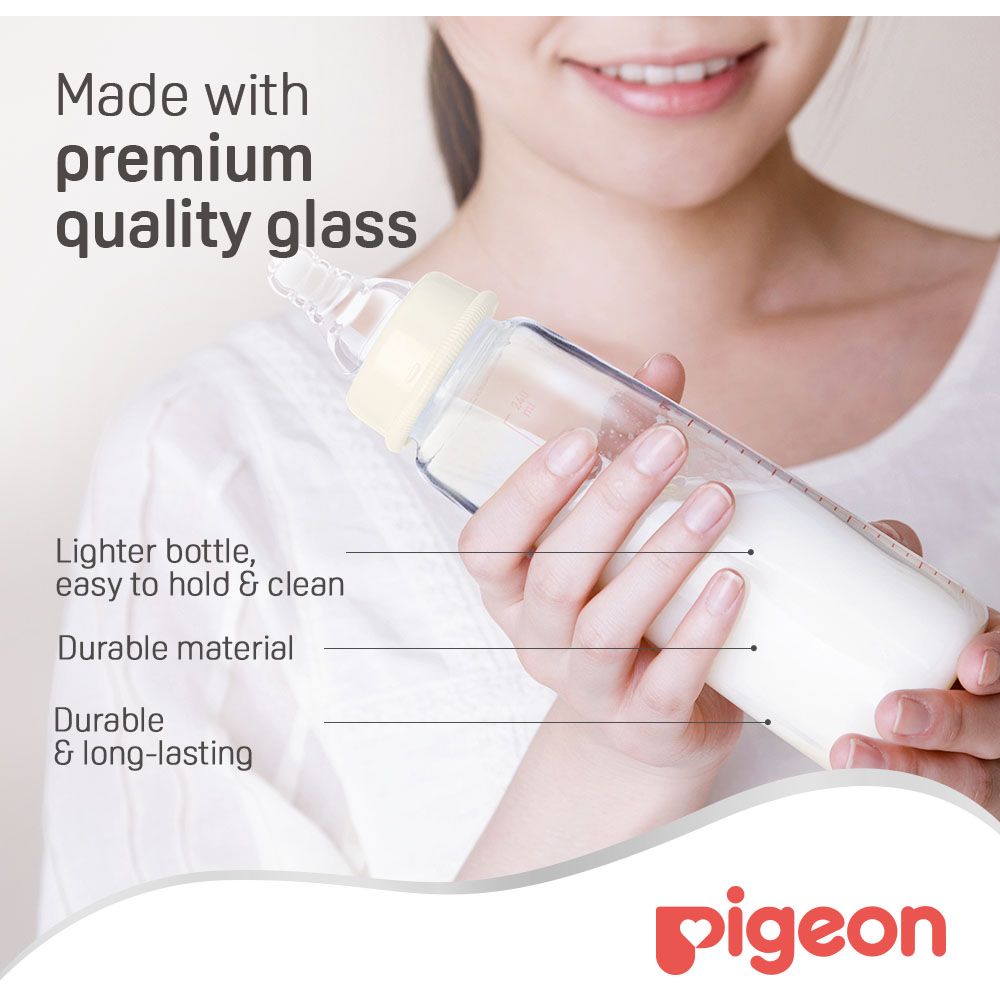 Pigeon - Glass Feeding Bottle K-8 240ml (Transparent Cap) — تصویر 5